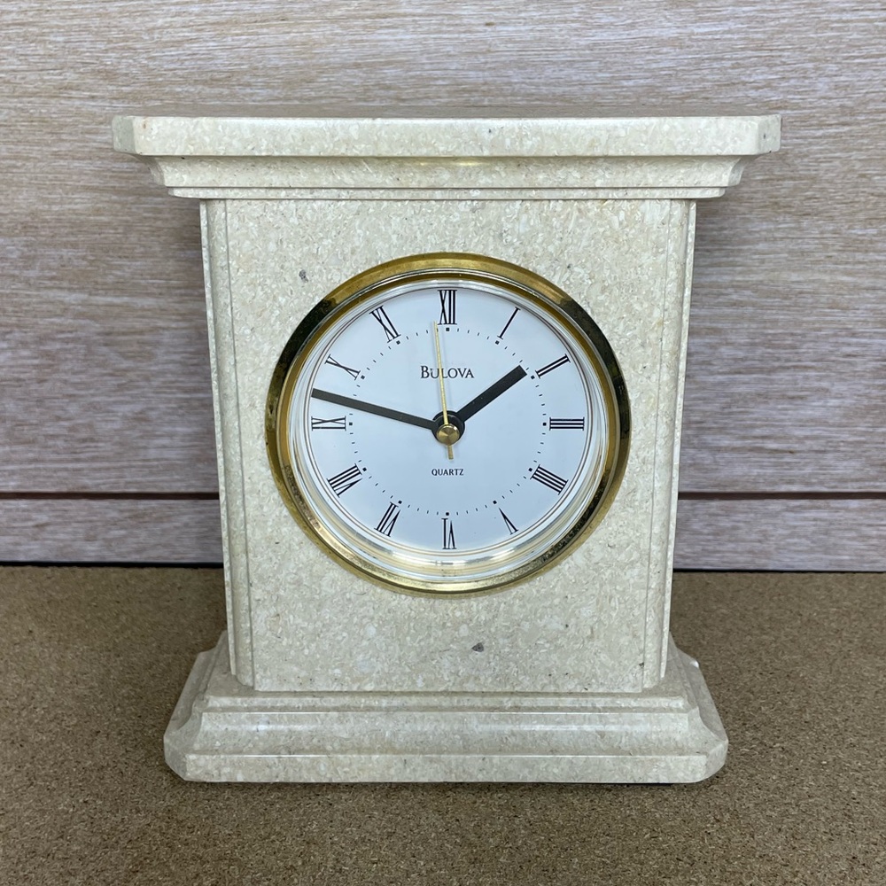 Bulova Marble Mantle Clock Table/Heavy